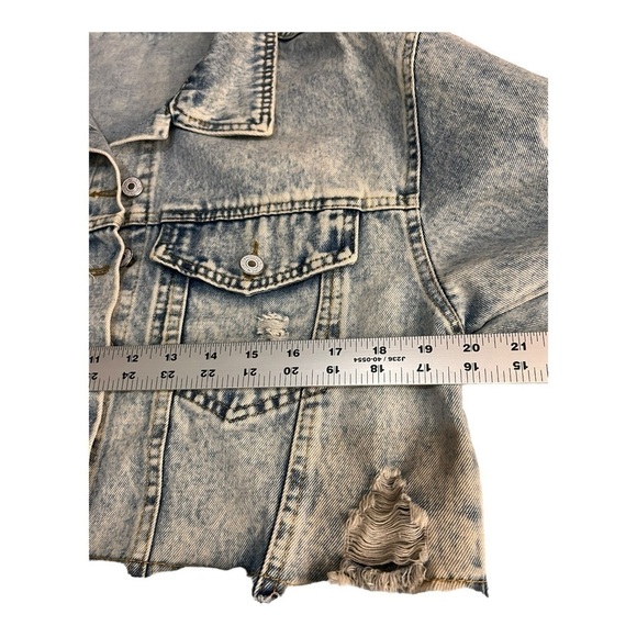 Jean Jacket Acid Wash Cropped Destroyed Size Xs - Picture 9 of 10